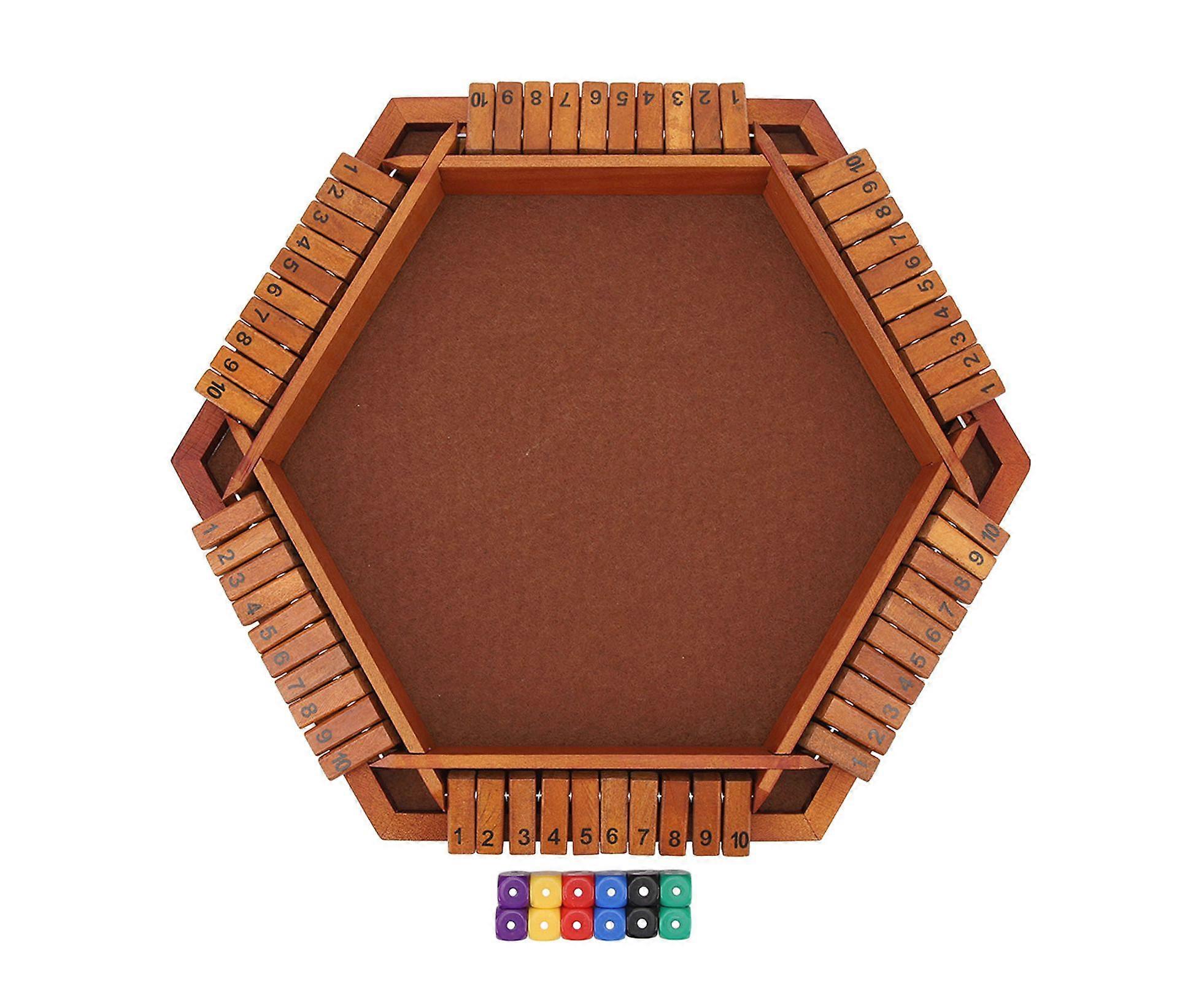 Wooden Board Game Math Box Dice Game Players Shut Family Table Board Dice Game for 1?6 Players