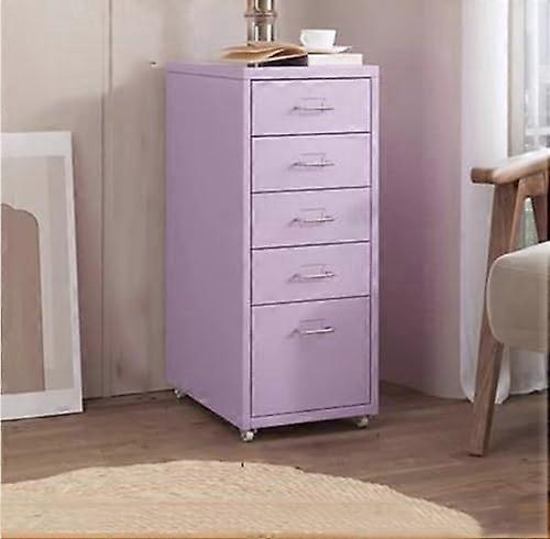 Mobile Metal File Cabinet On Wheels With Locking Casters, 27x16x11, Light Purple File Organizer And Printer Stand