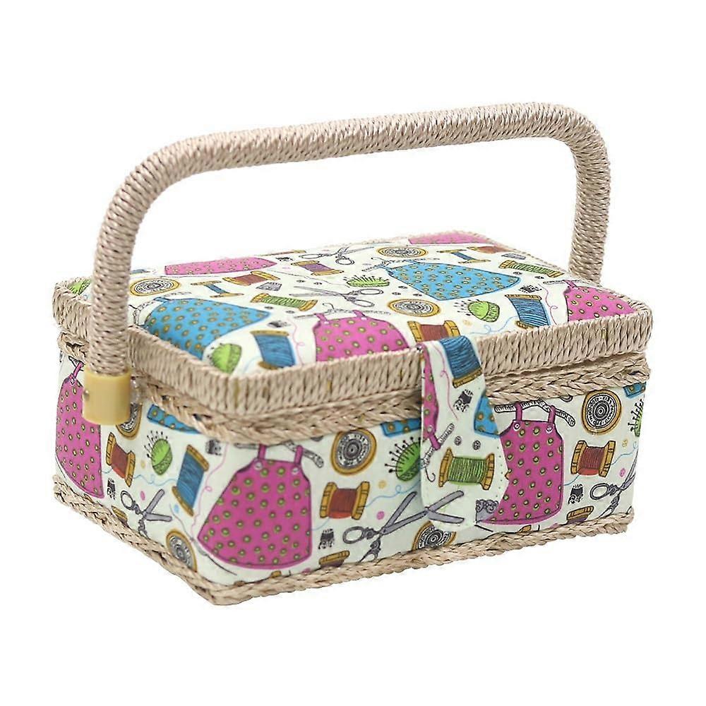 Retro Sewing Storage Box Layered Needle And Thread Organizer With Floral Pattern