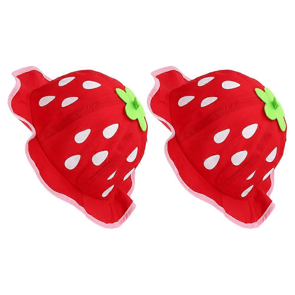 Toddler Beach Hat Breathable Strawberry Cotton Sun Hat 2Pcs