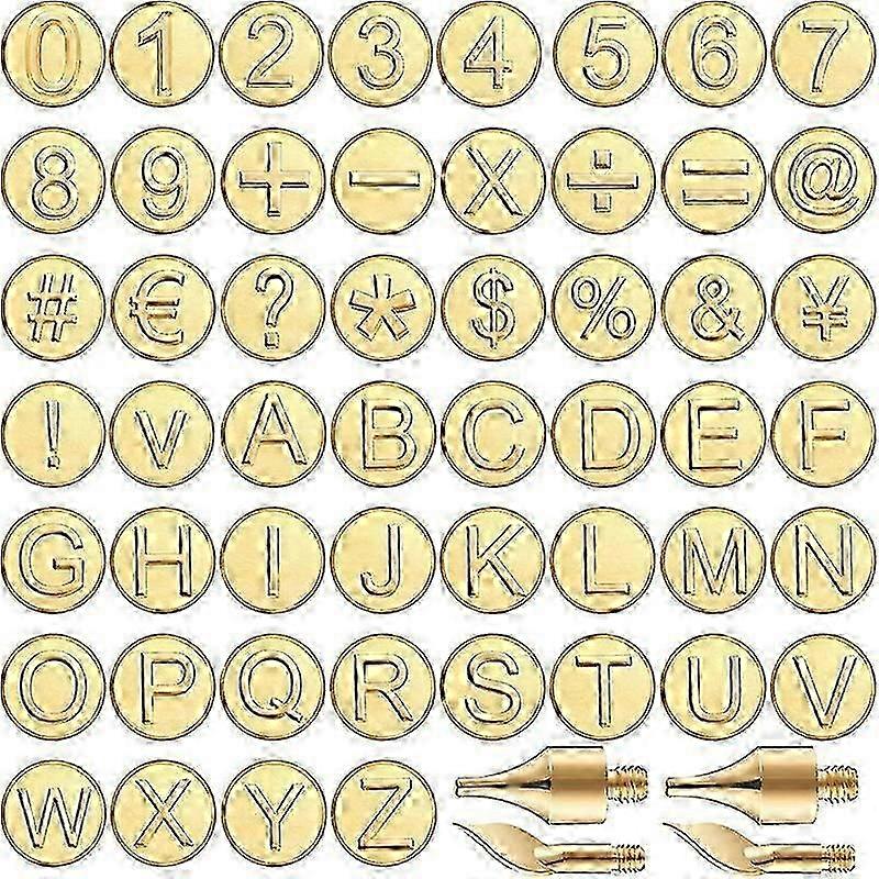 56-Piece Wood Burning Tip Set with Alphabet & Number Tips for Craft DIY Projects