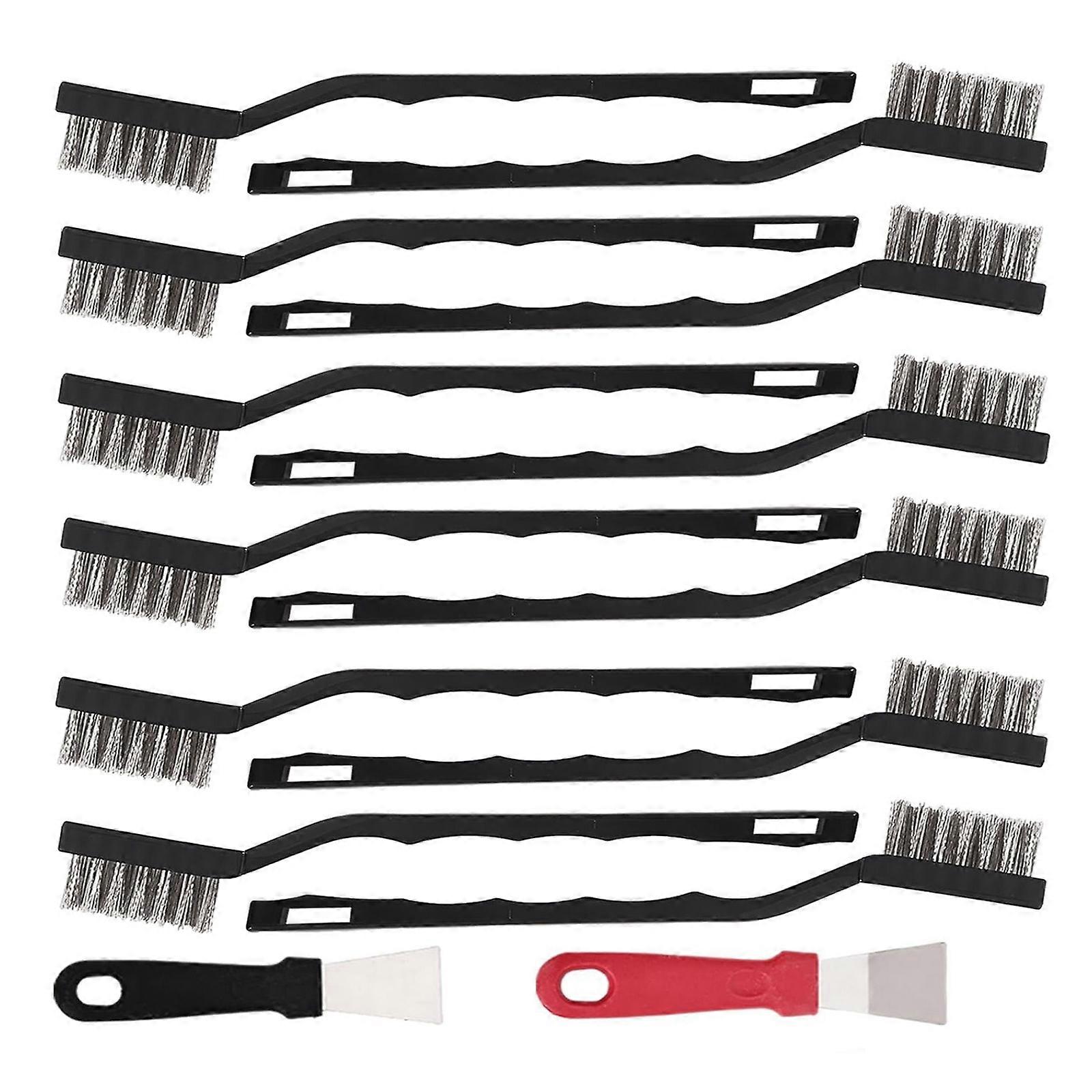 Pack Of 14 Curved Handle Wire Brush And Scraper Set For Welding Slag Rust Cleaning Removal Tool Efficient Easy to Use Multicolor