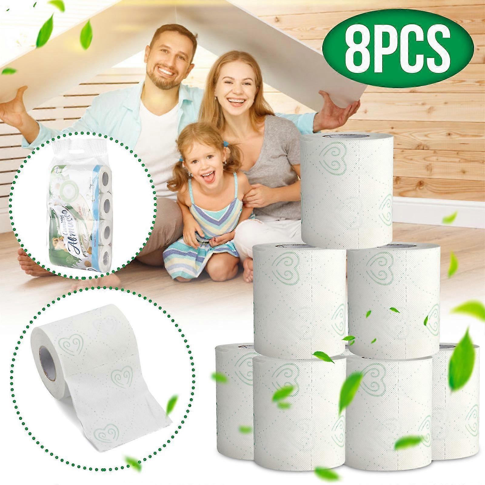 8pcs Roll Paper Tissue Paper Roll 3 Layer Thickened Household Paper