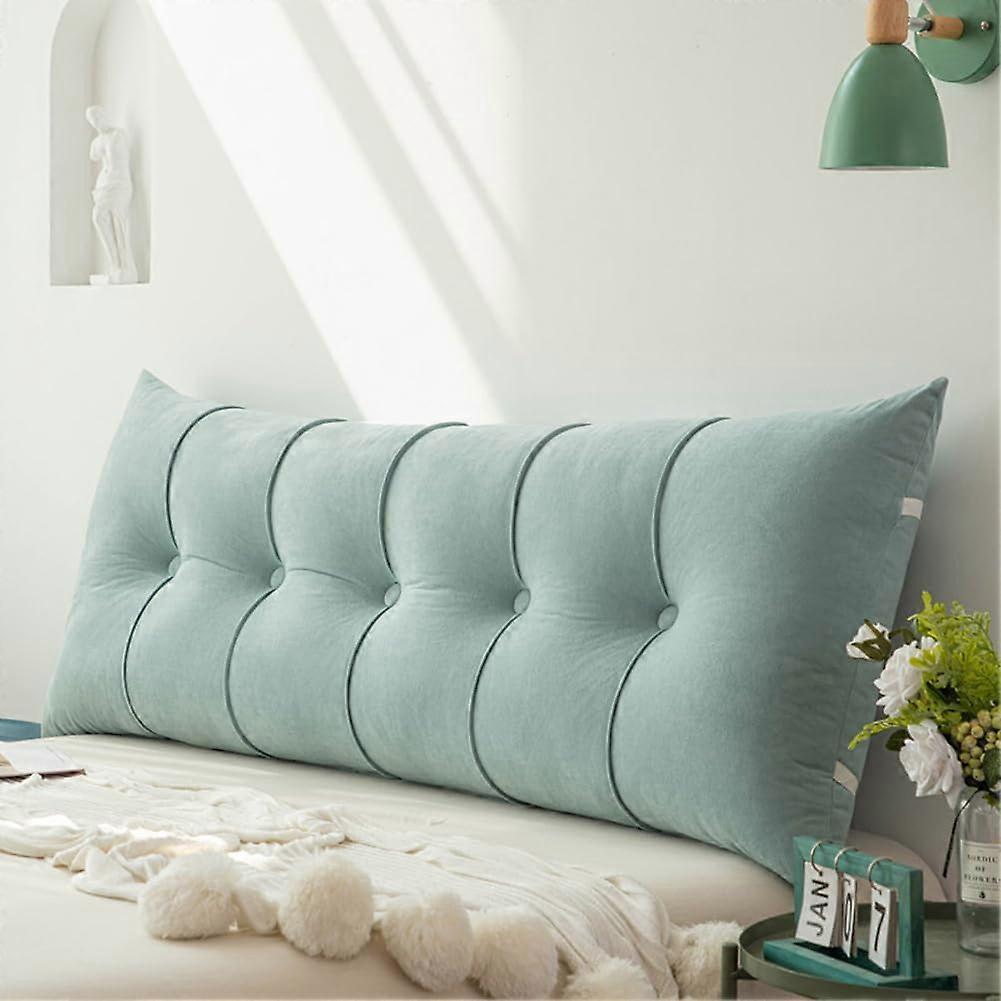 King Size Bed Headboard Reading Pillow with Soft Back Cushion Support for TV or Sofa 200cm Light Green