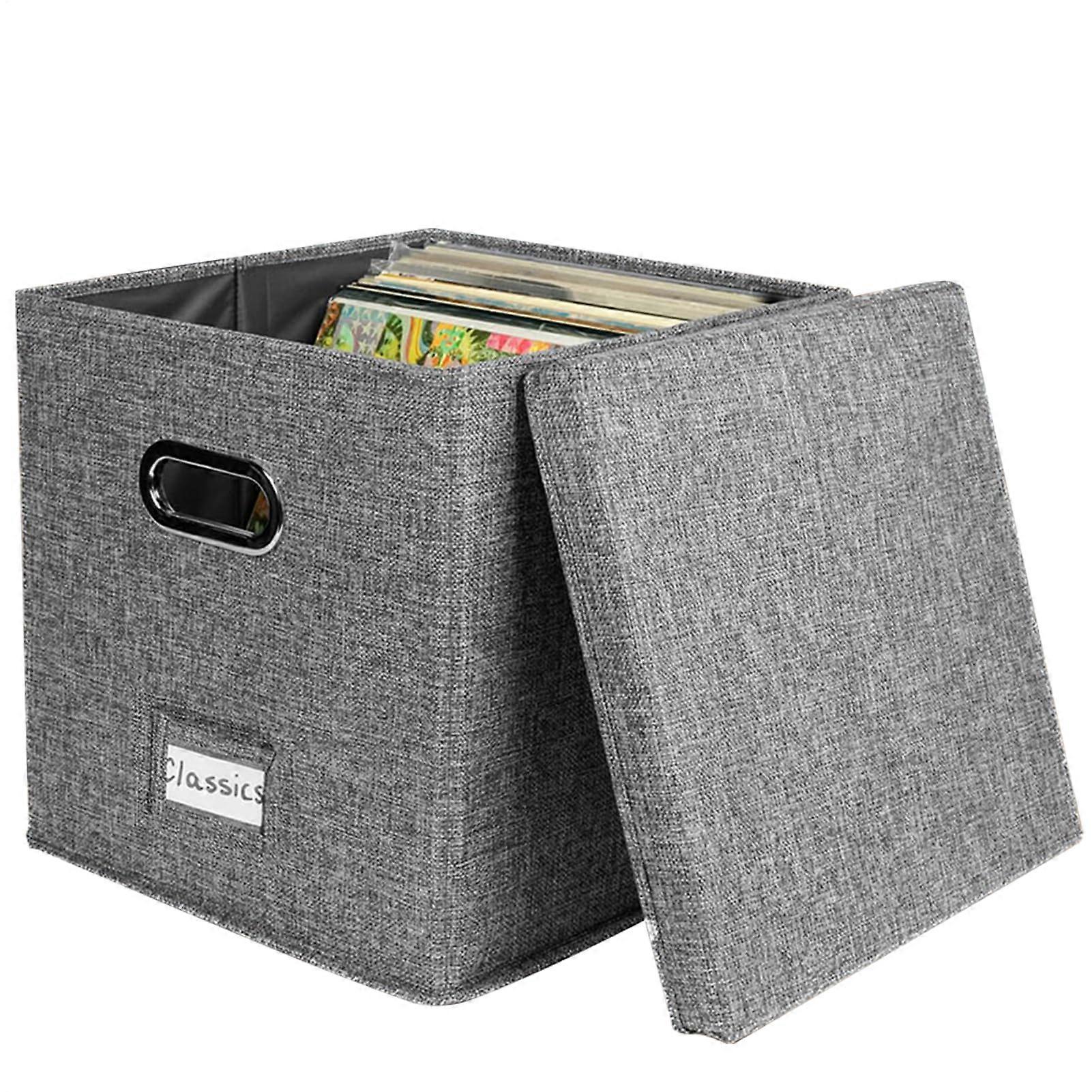 LP Holder With Lid Stackable Record Holder Album Storage With Secure Lids Clear Label Pouch Office Storage For Records