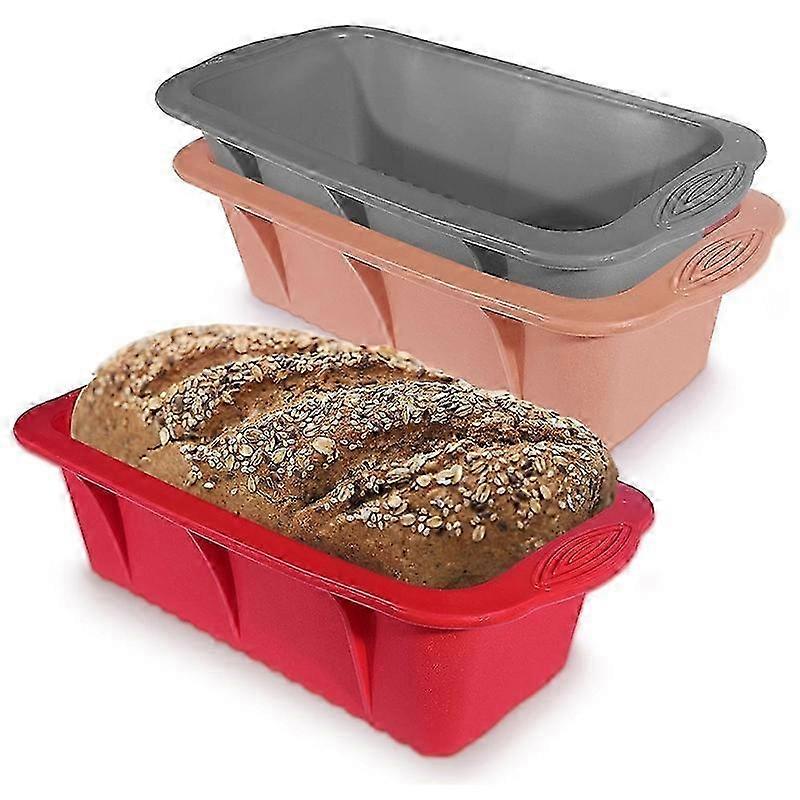 3 Pack Reusable Silicone Loaf Pan for Homemade Bread and Cake