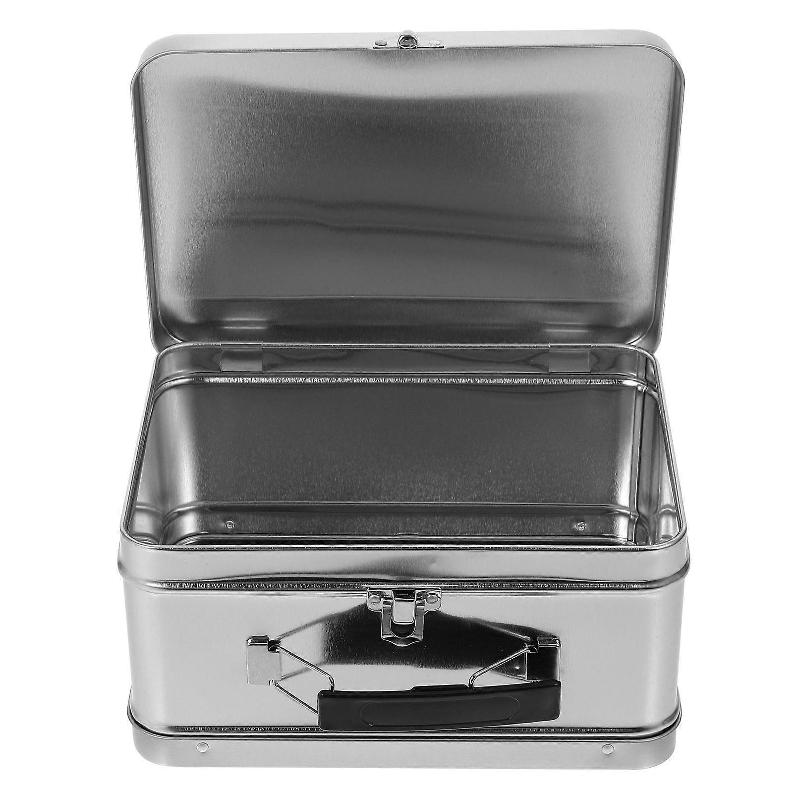 Decorative Trinket Box Tinplate Keepsake Storage Box Tinplate Gift Box with Handle