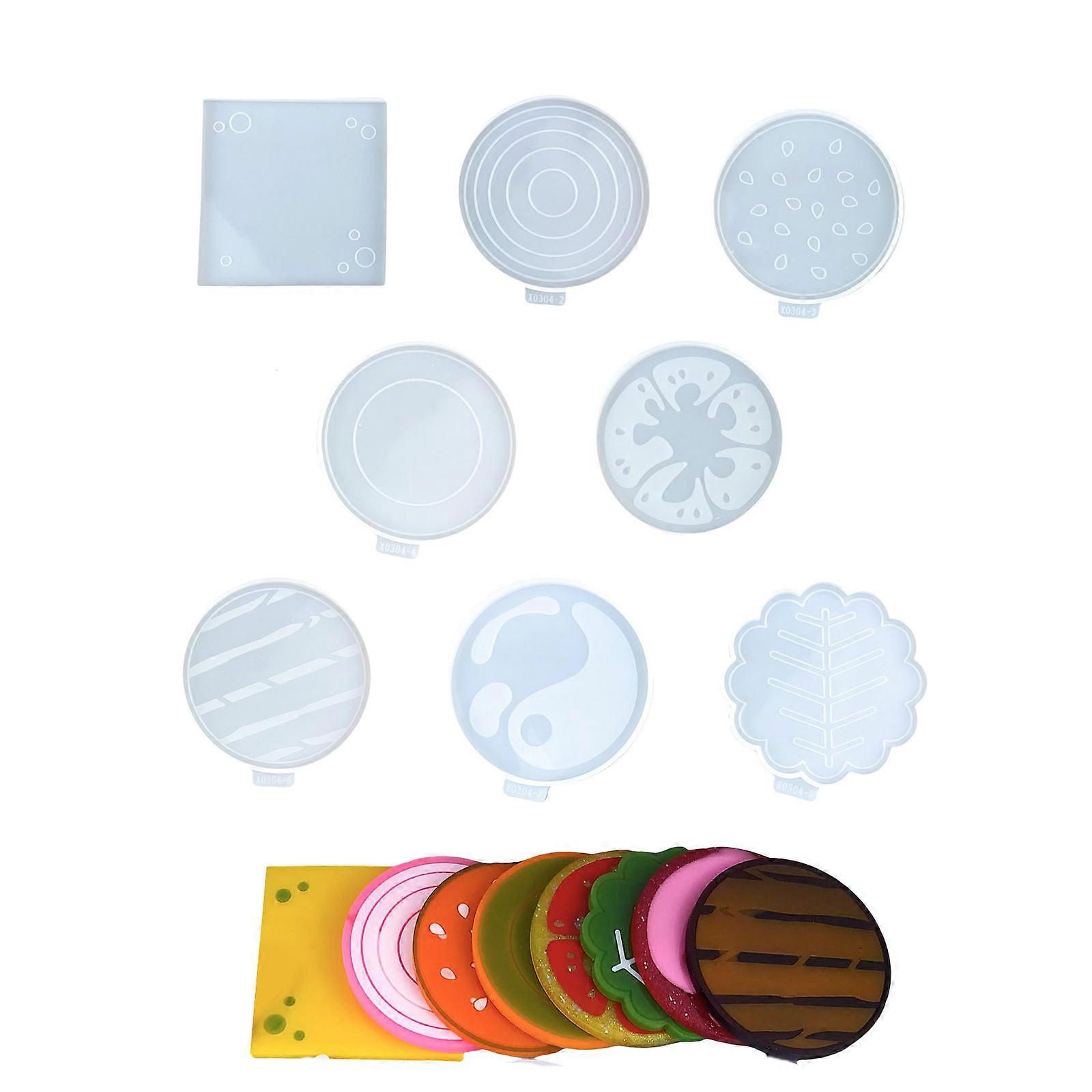 Strudy Hamburger Cup Mats Mold Customizable Silicone Coaster Molds Collection with Different Hamburger Patterns Multicolor
