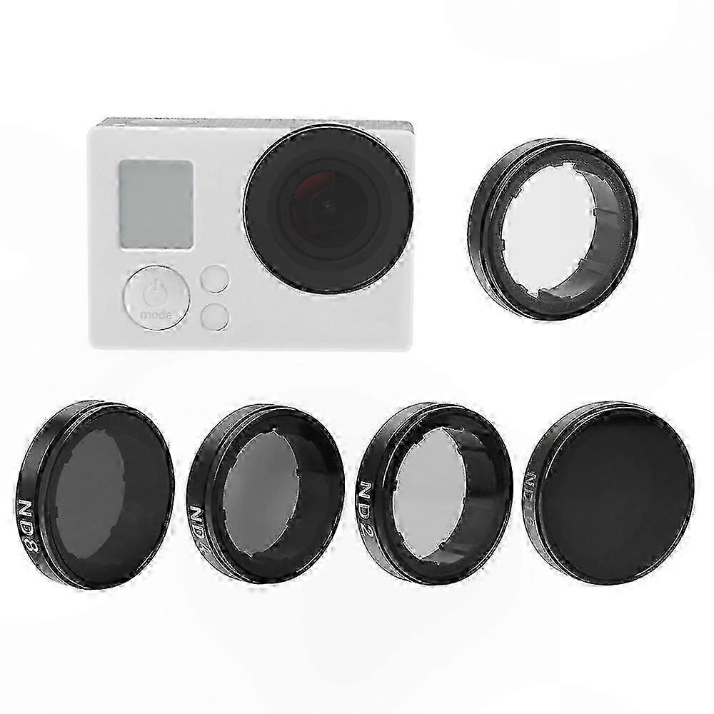 ND Filter Kit with UV Protector for Action Cameras, Includes ND2 ND4 ND8 ND16 Replacement Lenses for GoPro Hero 3 3+ 4 Models