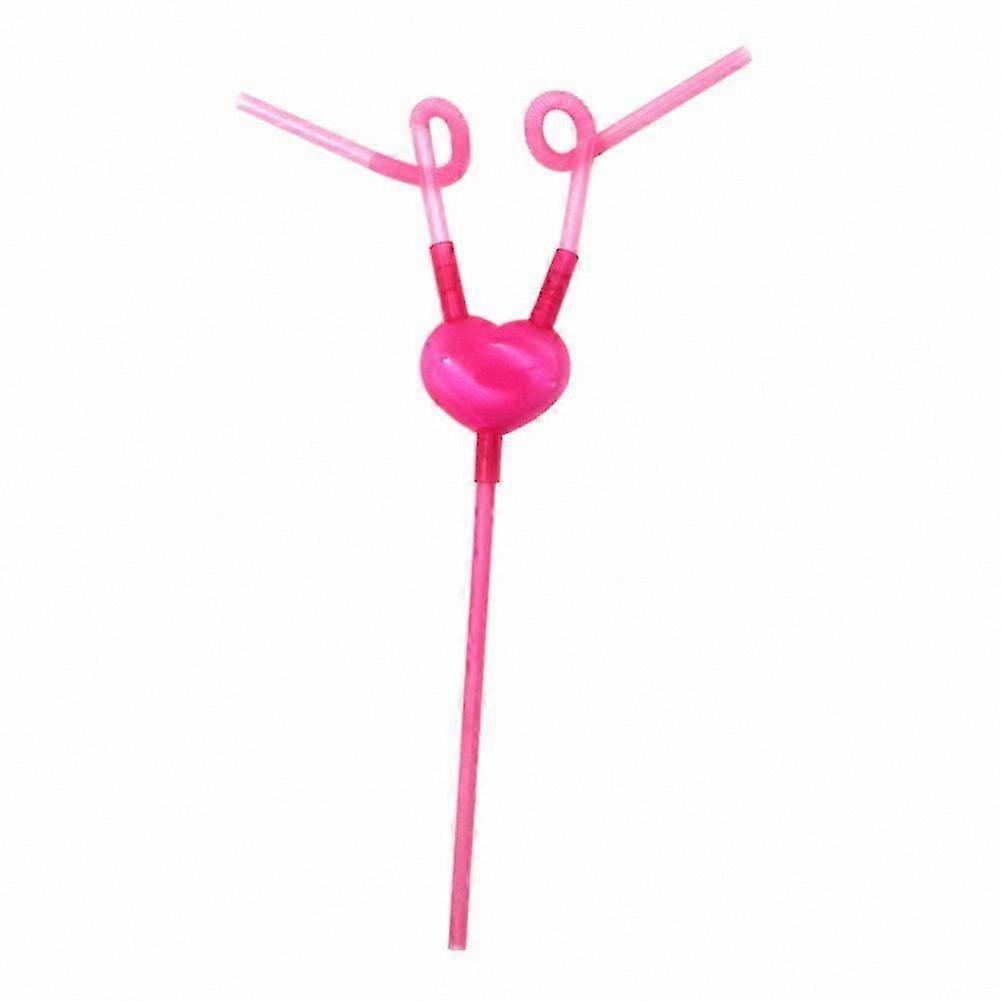 Flexible Double Straw Set with Heart Design for Creative Drinking Experience