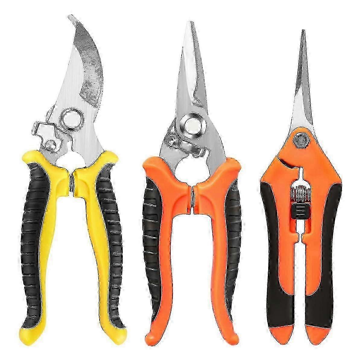 3-pakning hagebeskjæringssaks, hagesaks i rustfritt stål, hagesaks, hagearbeid Scissors_m24