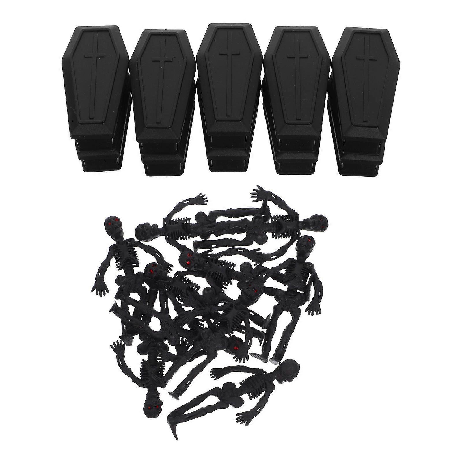 Black Mini Coffin Boxes for Pranks and Decorations 10Sets Plastic