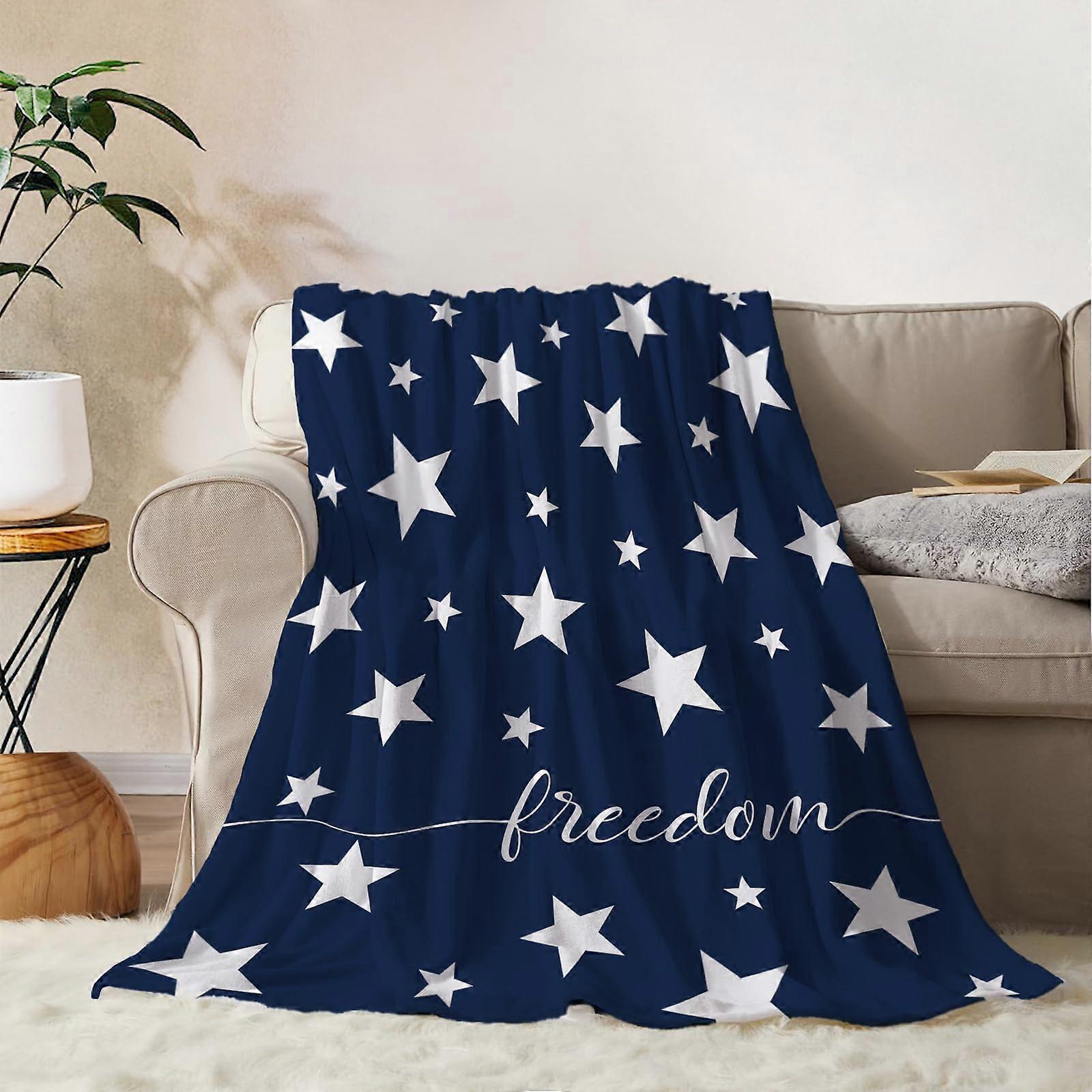 Patriotic Throw Blanket 60x80 Soft Flannel American Flag Design for Couch Bed Fourth of July