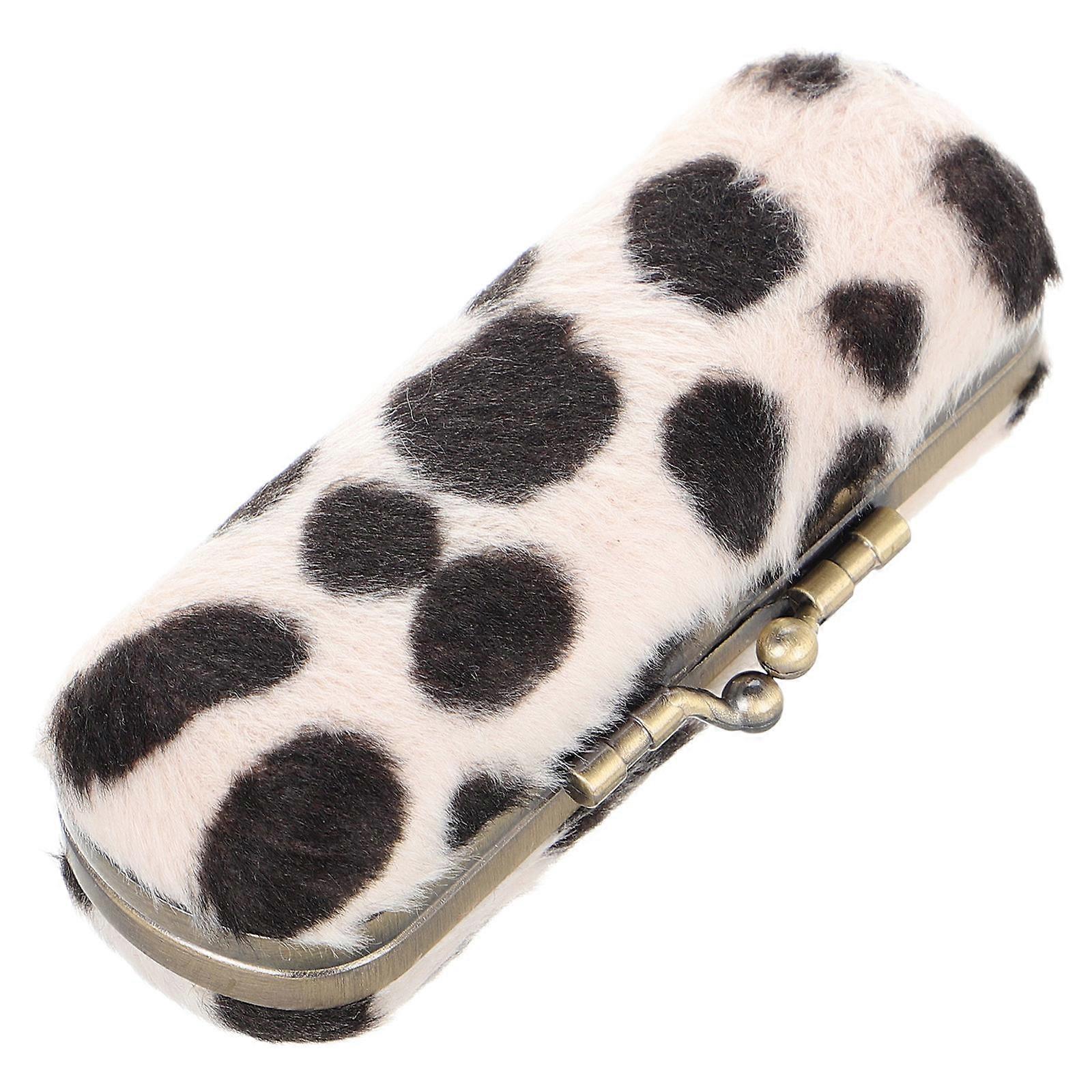 Leopard Lipstick Case Holder with Mirror for Storage Use Portable