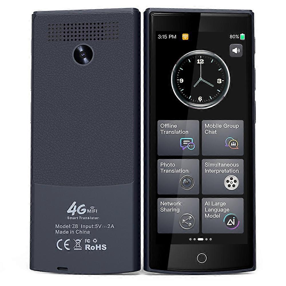 Z8 4G Smart Voice Translator 5.5 inch IPS Full View Screen with 5MP Auto Zoom Photo Translation Device for Business