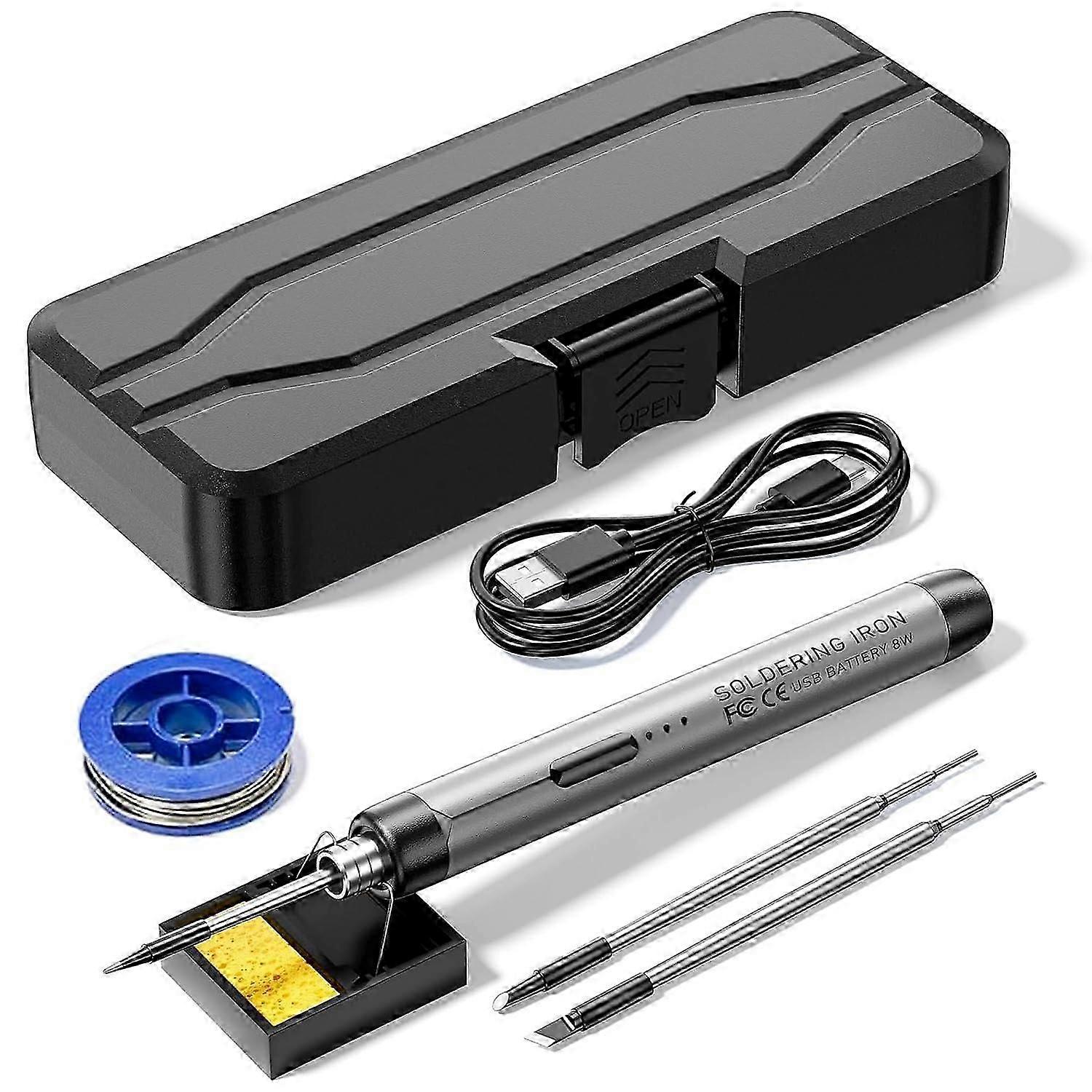 Cordless Soldering Iron Kit USB Rechargeable 3 Temp Settings Portable Tool for DIY Electronics