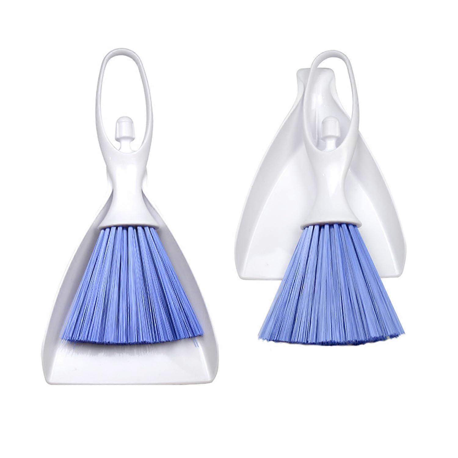 Mini Cleaning Brooms Set - 2 Sets of Small Brushes, Dustpan, Hand Brushes, Keyboard Cleaner, and Table Spatula