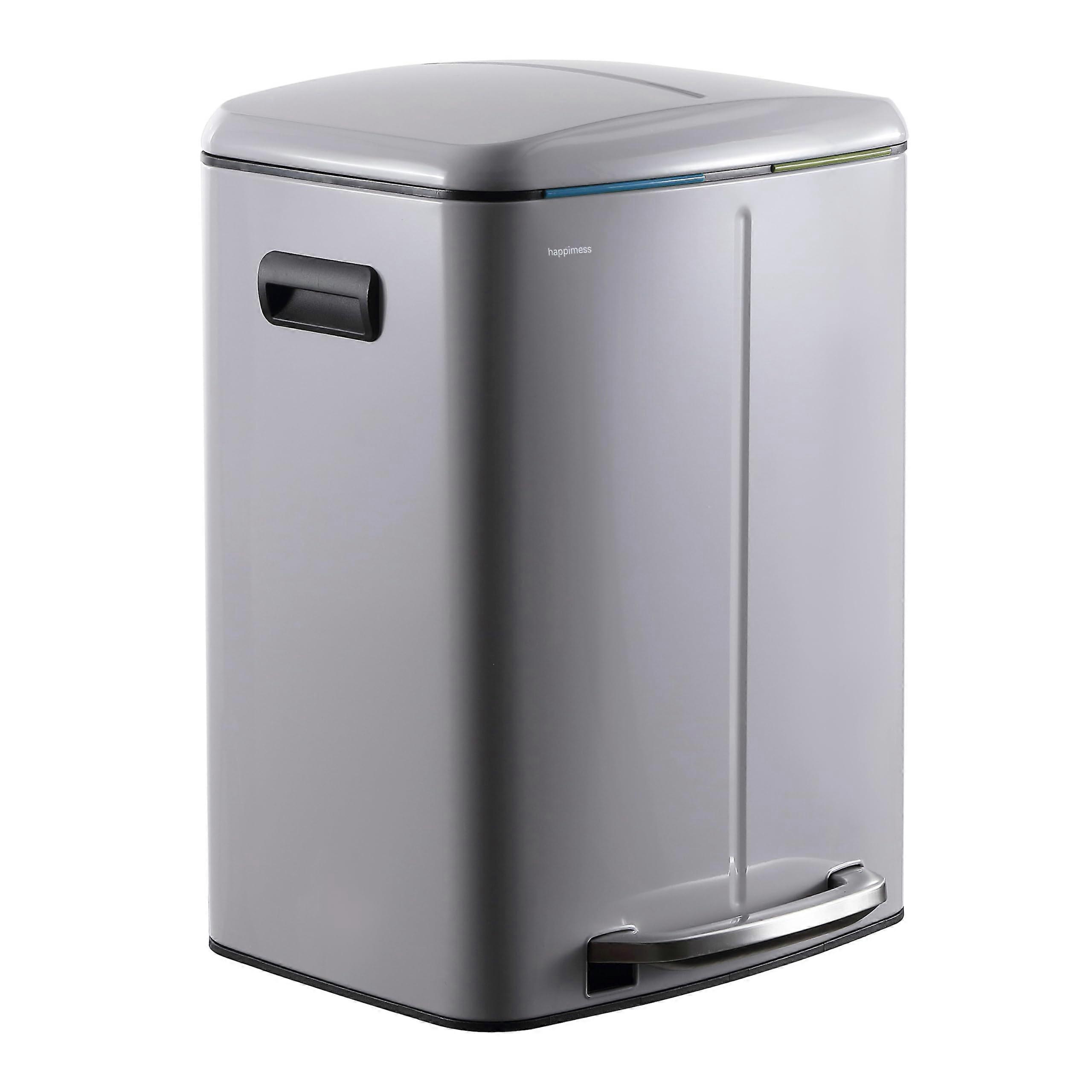 40L Dual Compartment Trash Can with SoftClose Lid, Fingerprint Resistant, Modern Rectangular Design