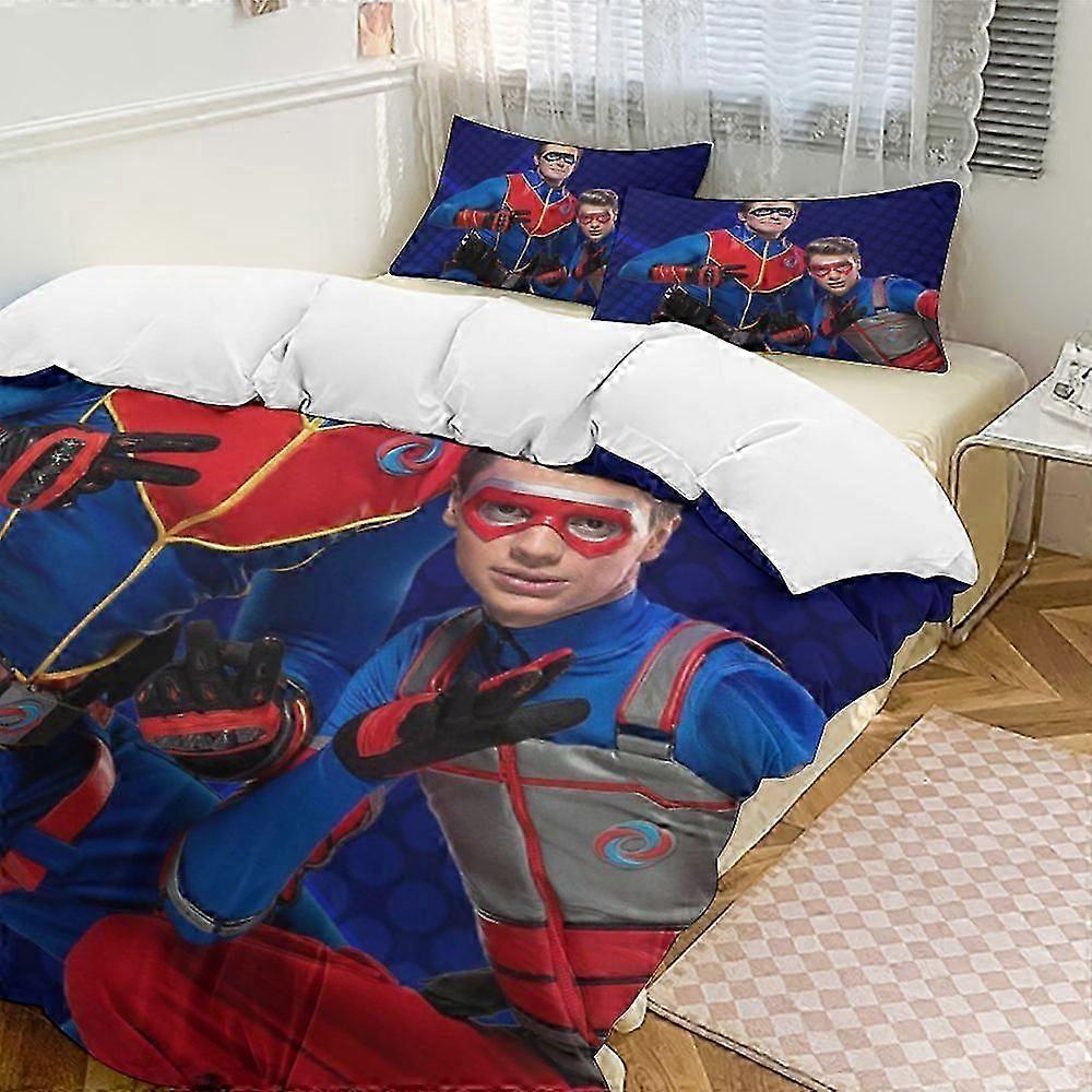 v39 Henry Danger Conjunto de Cama de 3 Peças Conjunto de Capa de Edredom Macio Quente e Confortável Conjunto de Cama com 1 Capa de Edredom e 2 Fronhas para Quarto ol39