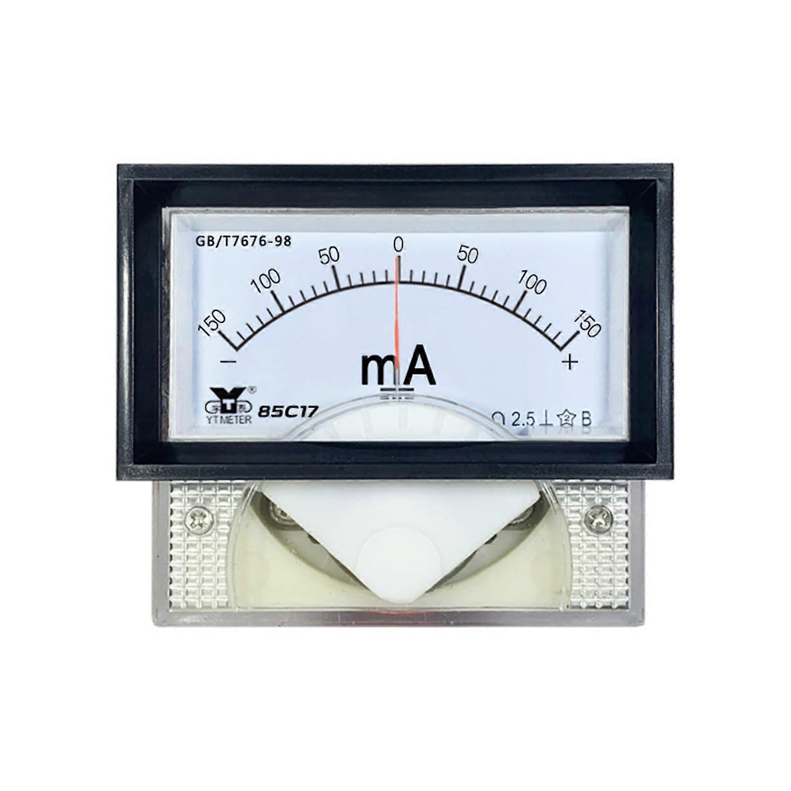 DC Ammeter ±100mA Analog Panel Meter, Dual Range  Precision Pointer Gauge 49x70mm