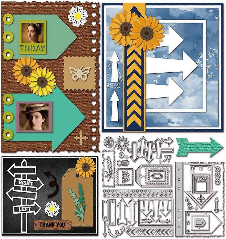 Arrow Label Page Cutting Dies for Card Making Label Frame Cut Die for DIY Scrapbooking Journal Embossing Paper Craft Decor