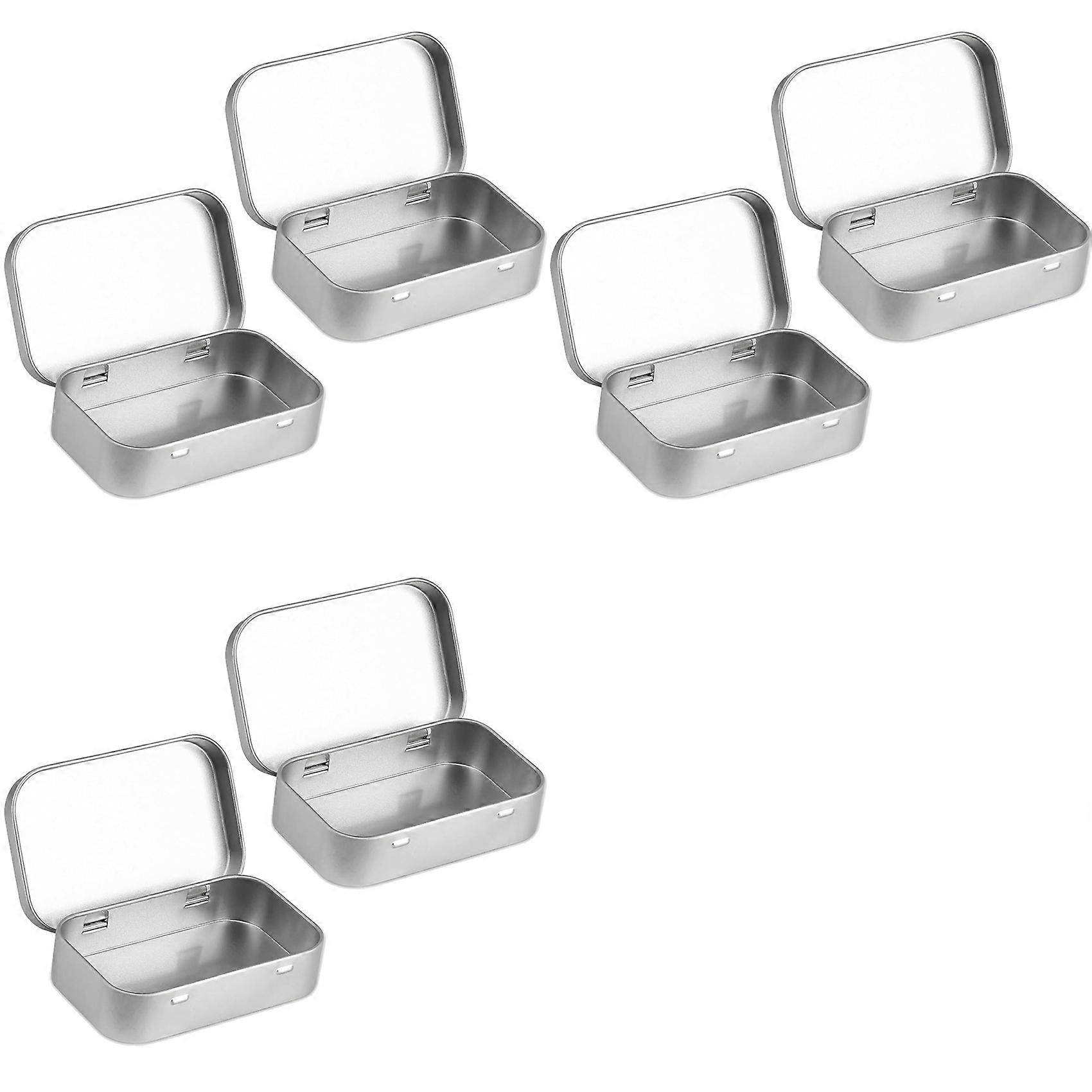 6 PCS Small Storage Box with Lid Rectangular Small Tin Boxes Metal Box with Lid Small Tin Box for Home Storage Silver