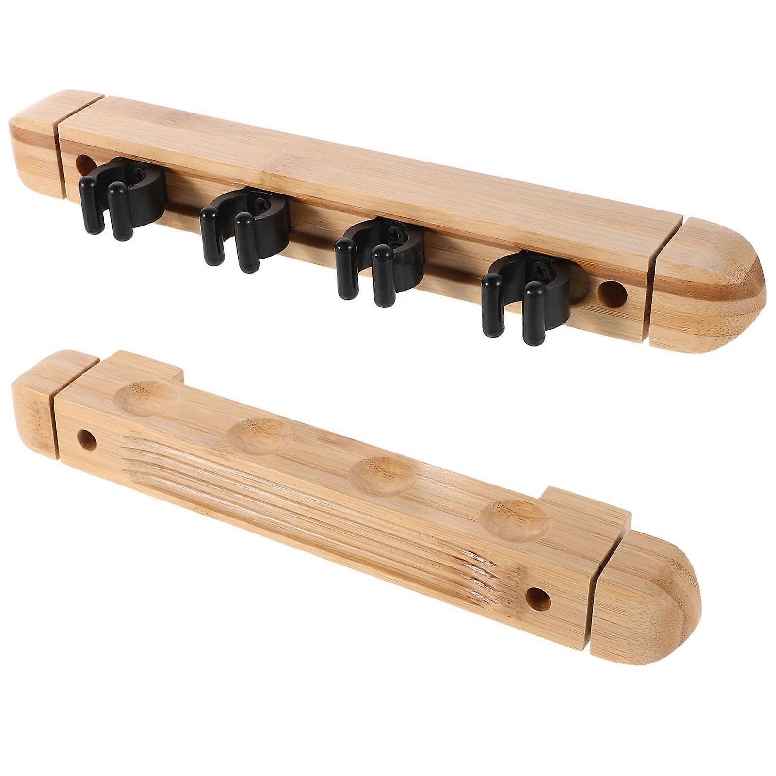 Solid Wood Wall Mounted Billiard Cue Rack for 1Set 4 Holes Holder