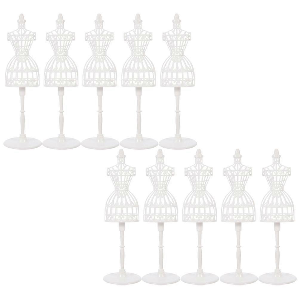 Mini Mannequin Model for Doll Dress Support 10Pcs White Plastic Stands