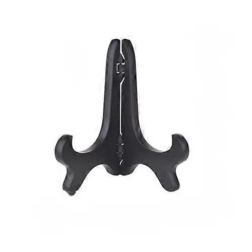 4 Inch Black Plastic Plate Display Stand for Small Photo Frames and Compact Kitchen Dish Rack Organizer