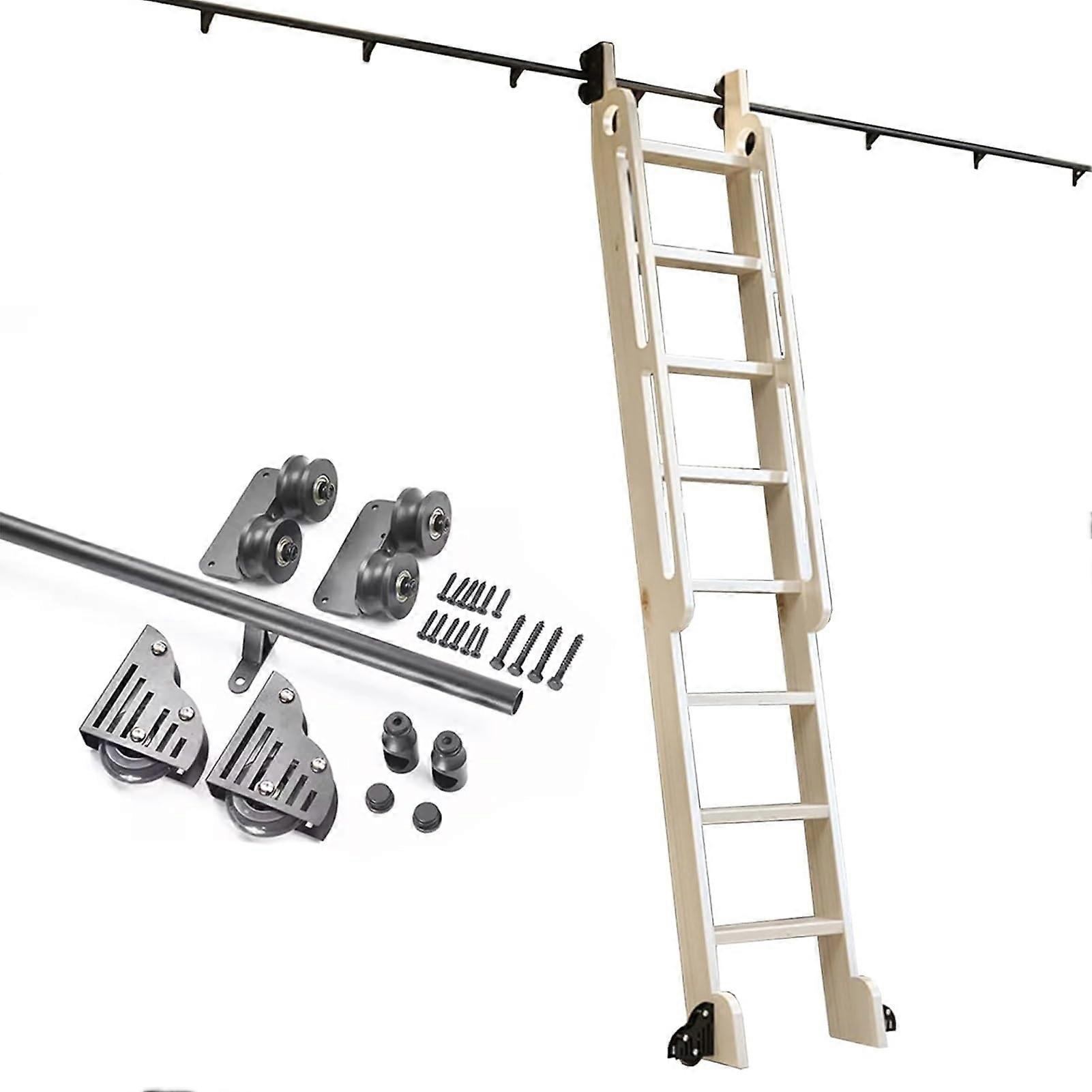 Rolling Library Ladder Hardware Kit 10ft Durable Carbon Steel Track Rail System for Loft and Home Office
