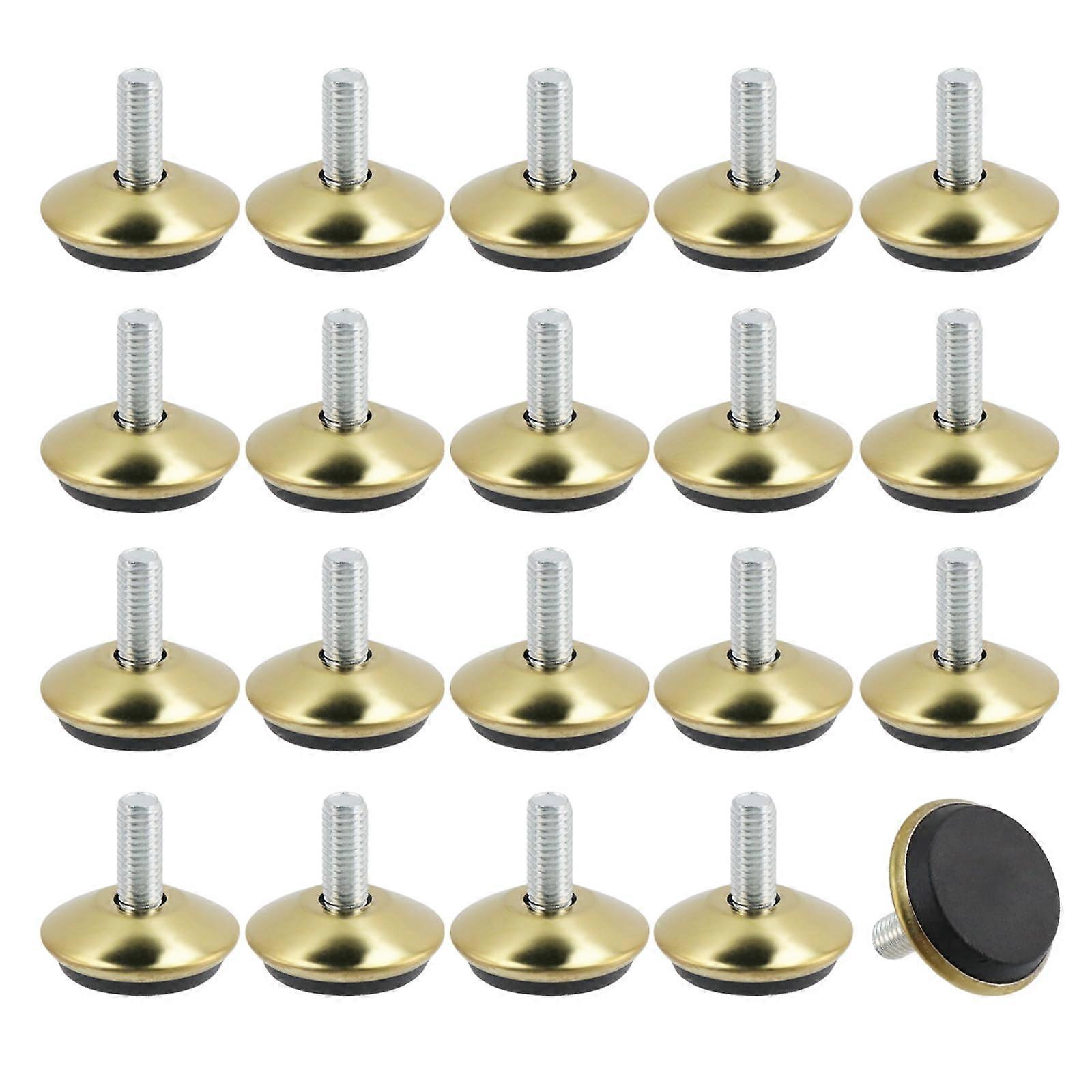 20 Pcs M8 Adjustable Furniture Levelers with NonSlip Rubber Base for Table Chair Cabinet Sofa, Gold