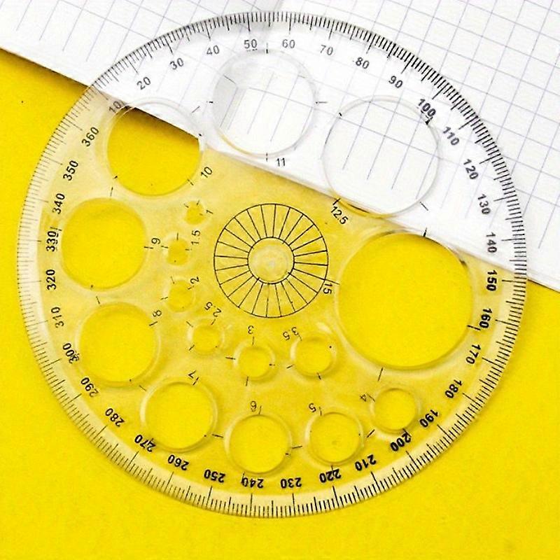 1pc 360-Degree Rotating Round Ruler - Transparent Blue Template with Circles & Degrees for Drafting, Patchwork, Office