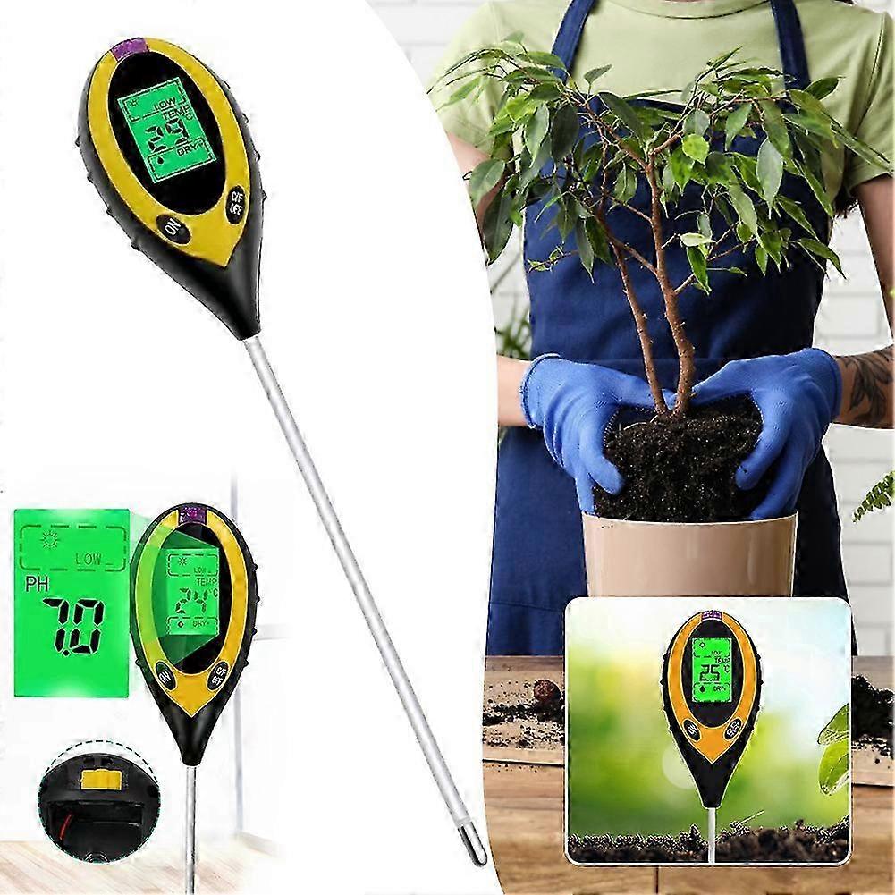 4 in 1 Soils Tester Multifunctional LCD Soils PH Meter Soils PH Temperature Sunlight Detector