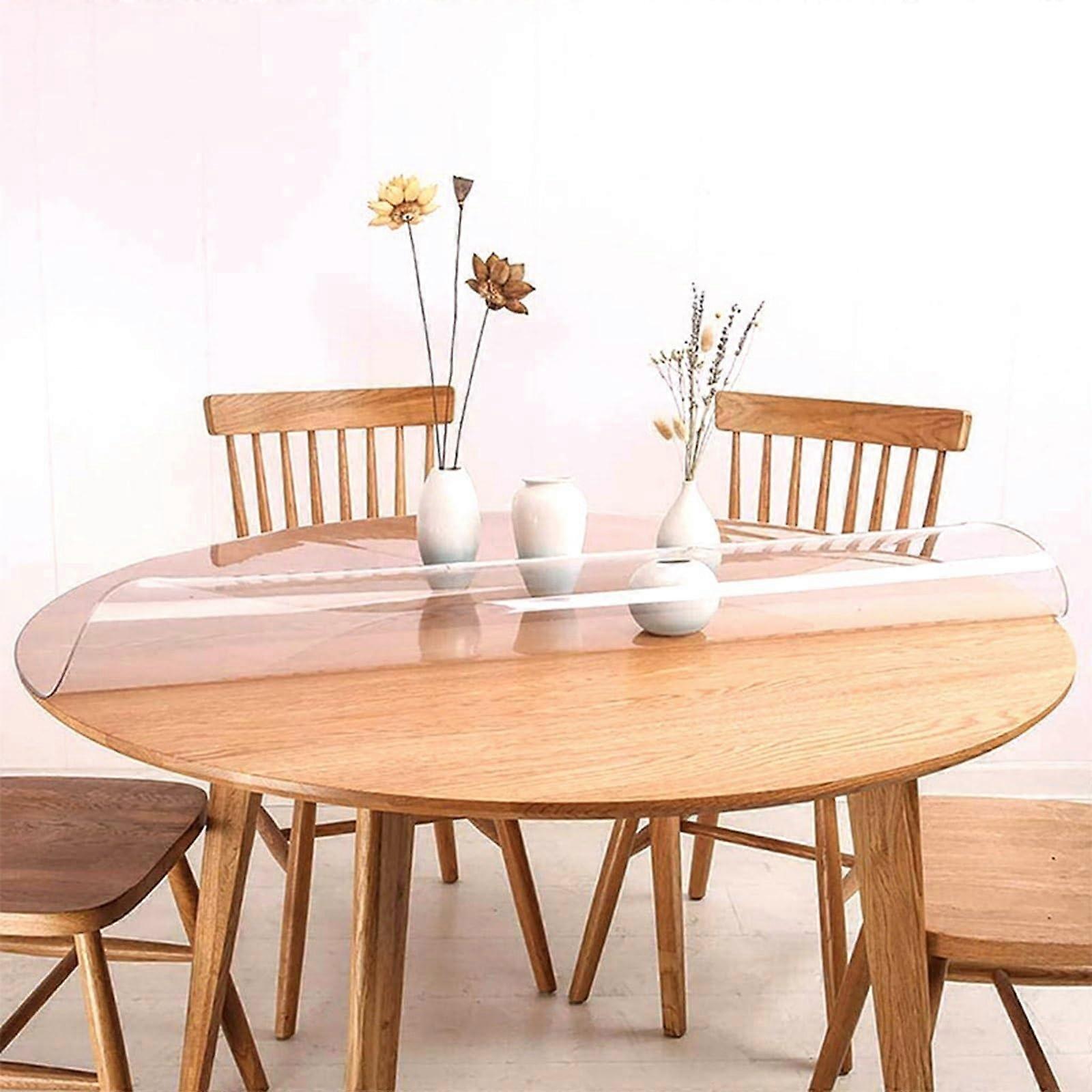 Waterproof PVC Round Table Protector Clear ScratchResistant Dining Cover Pad 35.5in Diameter