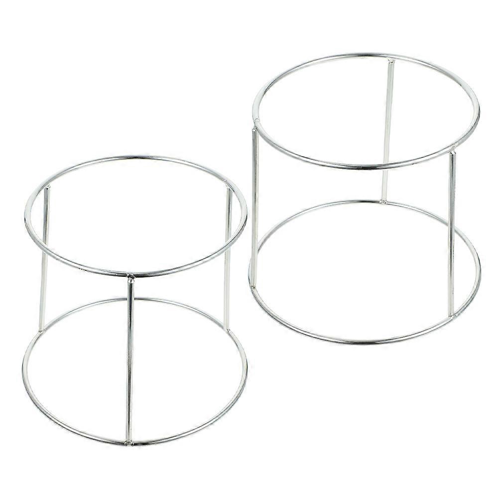 Seafood Tray Display Rack Double-Layer Pizza Plate Holder 2Pcs Silver