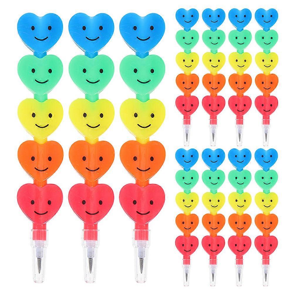 Heart Shaped Stackable Pencils Plastic Pencils for Writing 25Pcs Set