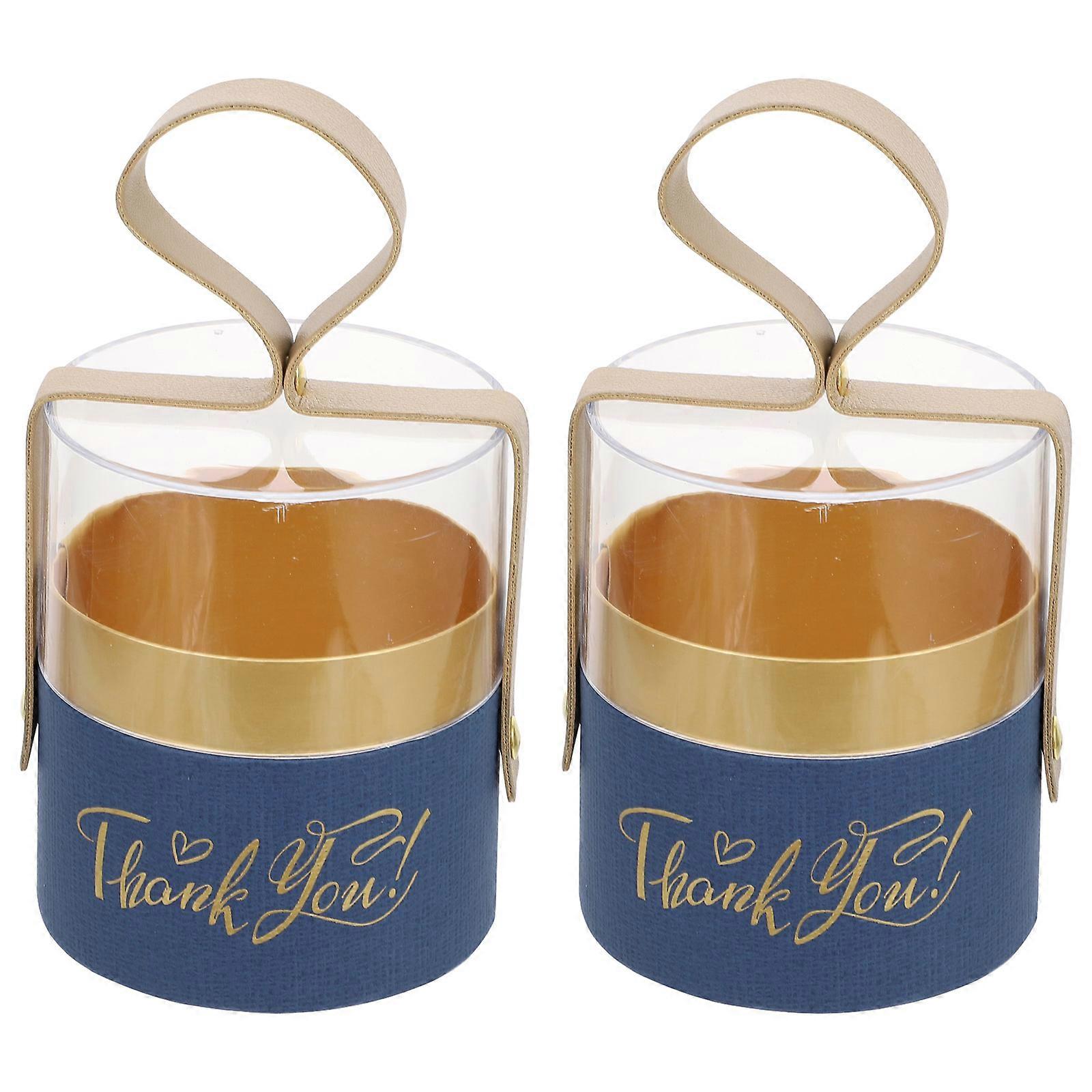 Cylinder Candy Box for Portable Gift Storage 2Pcs Transparent Lid