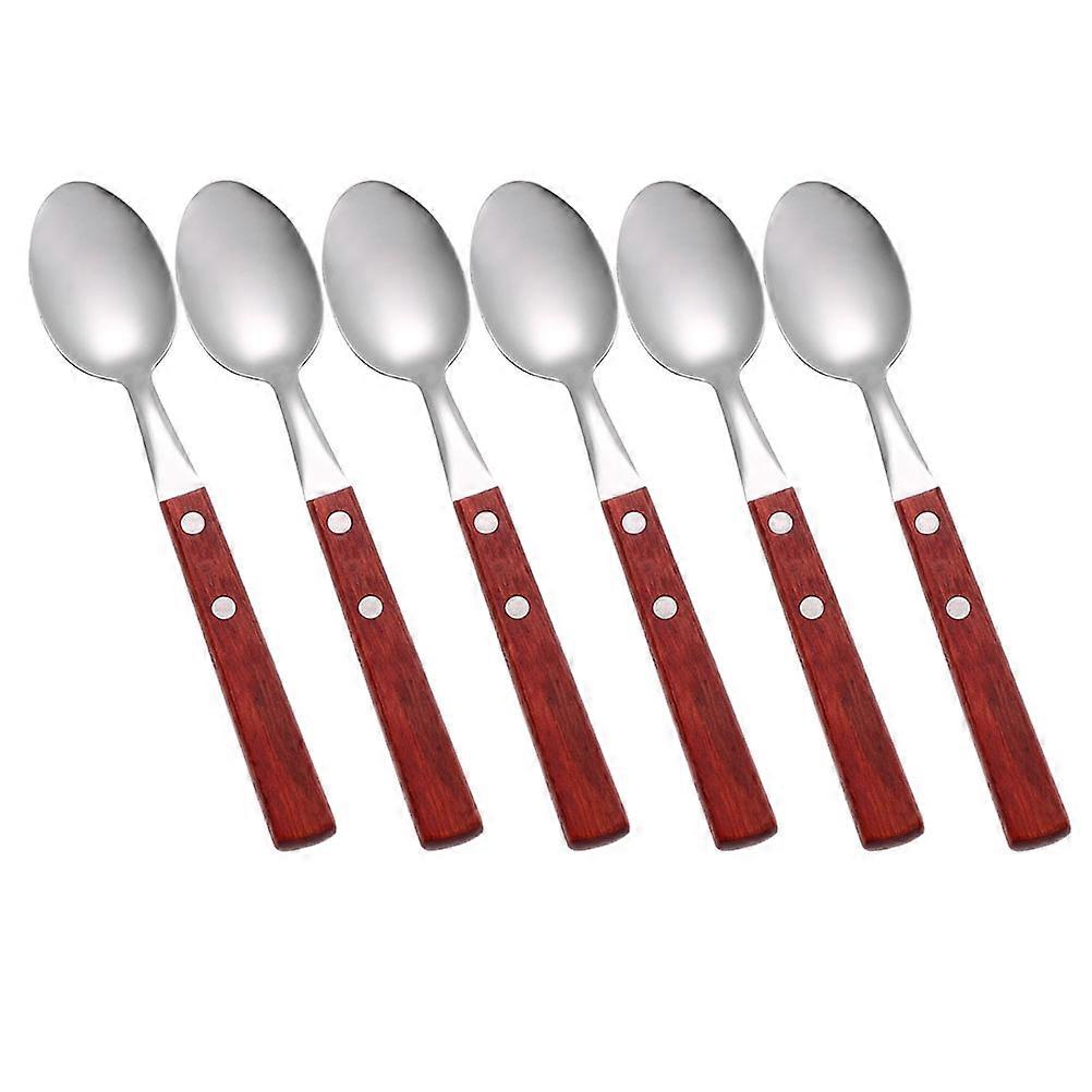 Kitchen Serving Spoons Stainless Spoons for Stirring 6Pcs Red Set