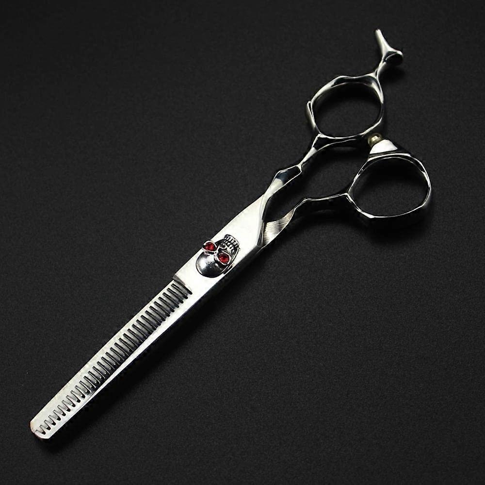 Professional 6 Inch Hairdressing Scissors Set Silver Skull Barber Scissors with Precise Clean Cuts
