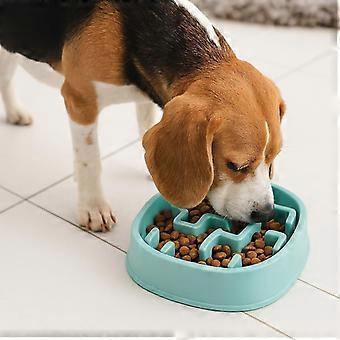 Langsom foderskål, puslespilslabyrint til hurtige hunde, små til mellemstore hunde, hjælper med at forhindre oppustethed og fremme fordøjelsen, rummer 2 kopper våd- eller tørfoder, skridsikker, BPA-