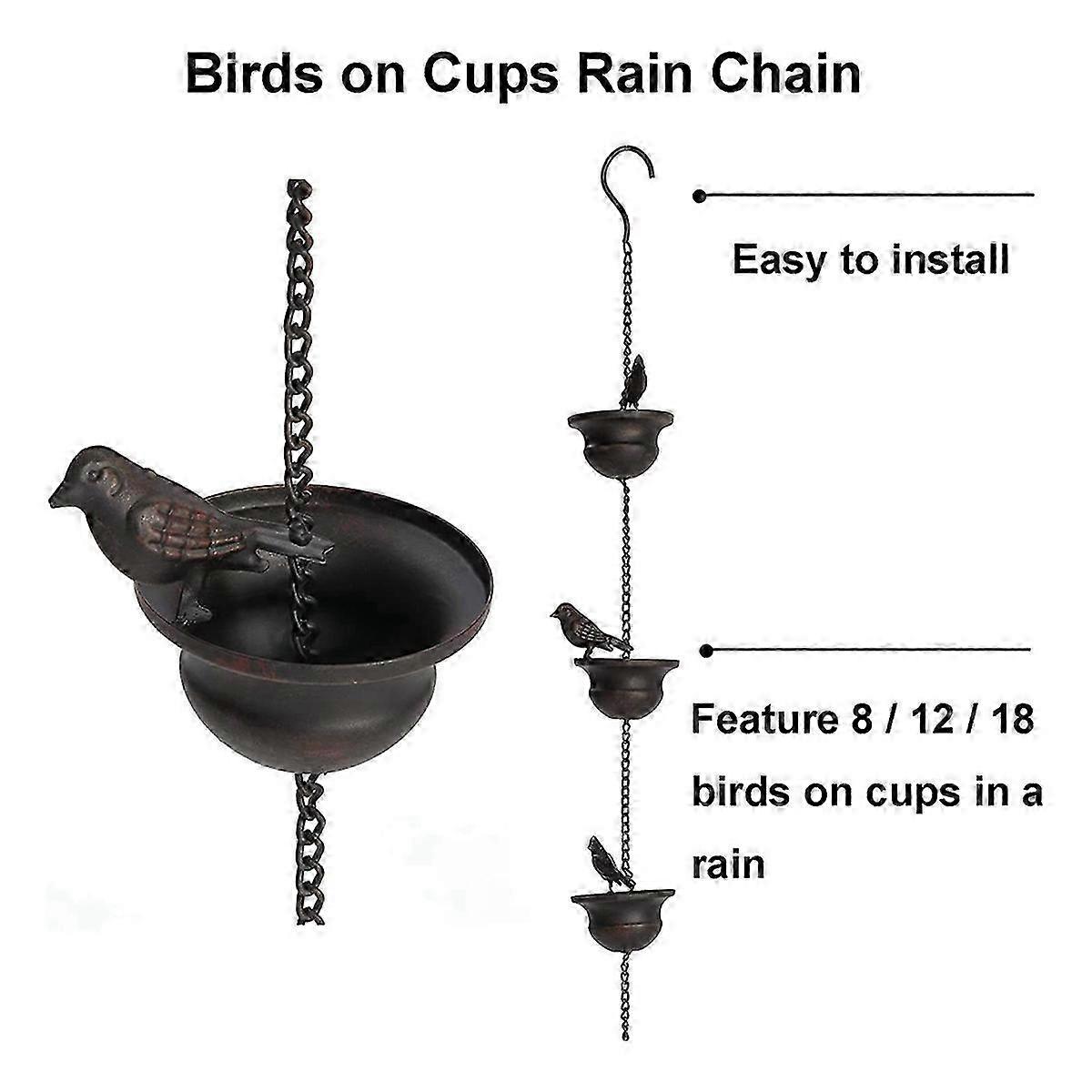 Rain Chains for Gutters Mobile Birds on Cups Rain Chimes
