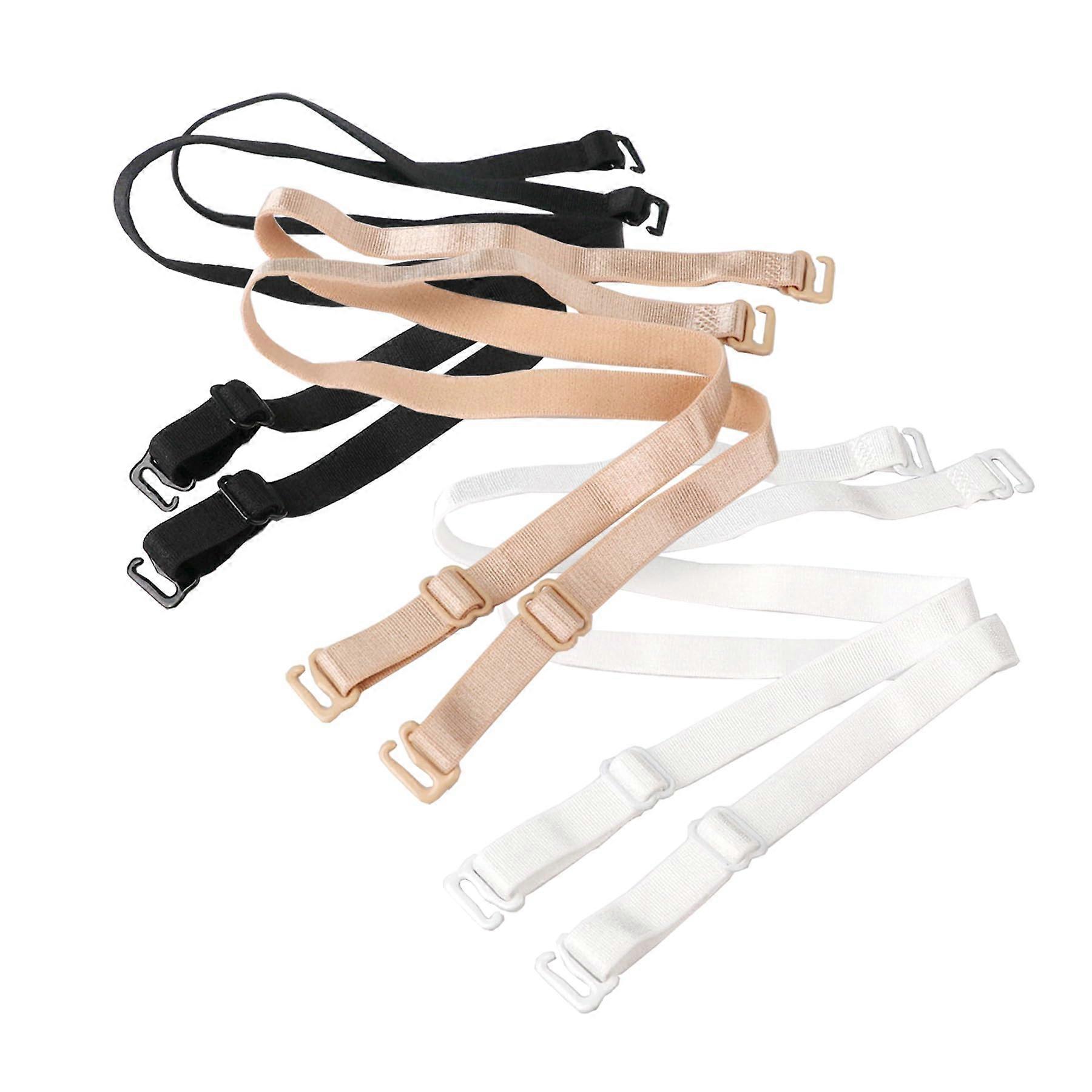 3 Pairs Adjustable Elastic Replacement Bra Straps 10mm Width Removable MultiSize Shoulder Straps