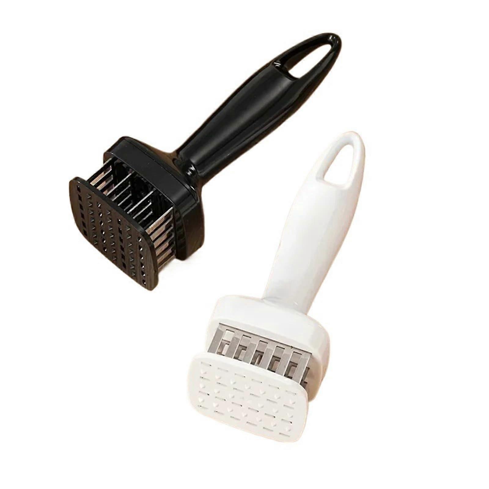 Stainless Steel Meat Tenderizer with 24 Needles, Automatic Rebound Square Bottom, Rustproof, White