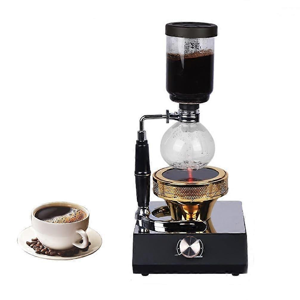 Siphon Coffee Maker with Adjustable Temperature and Halogen Lamp Heating for 2 People Gold