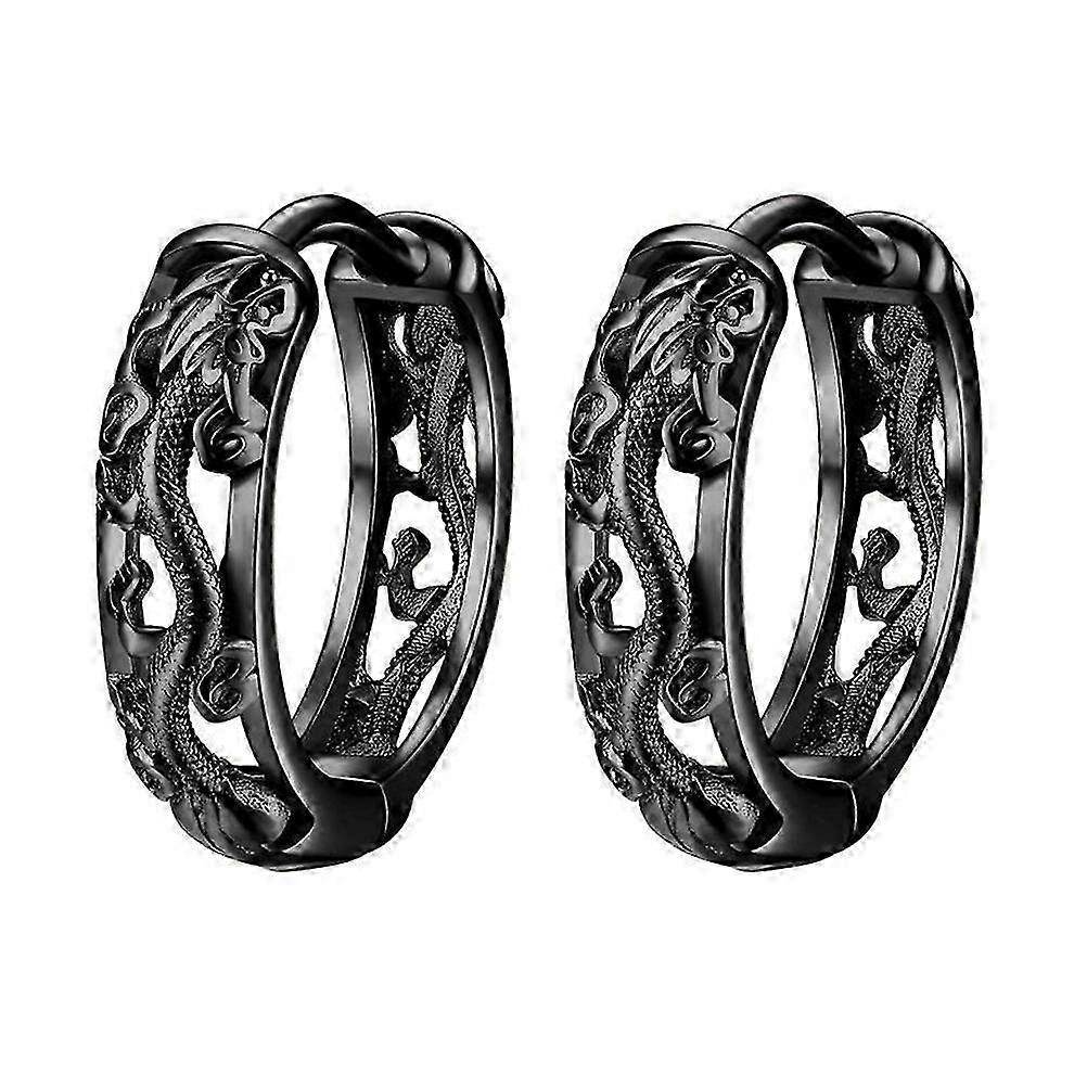 1 Pair Cool Small Round Loop Dangle Loop Dragon Earrings Men Ear Jewelry