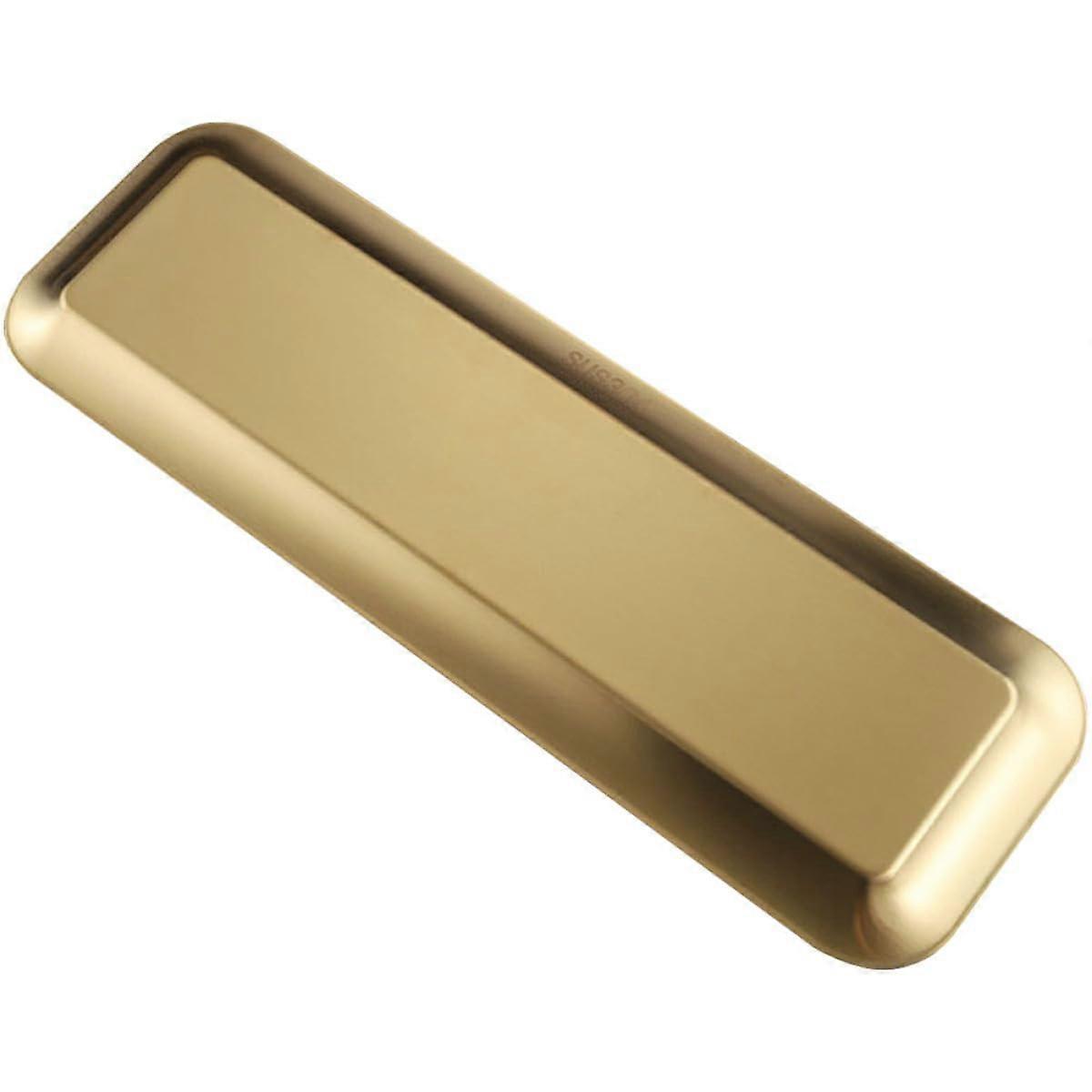 Stainless Steel Sushi Plate 40x12.5cm Gold Rectangular Tray Rustproof Serving Platter for Home Restaurant