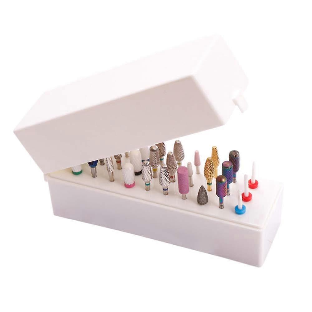 Nail Drill Bit Holder with 30 Numbered Holes, Dustproof Organizer for 3/32 Inch Bits