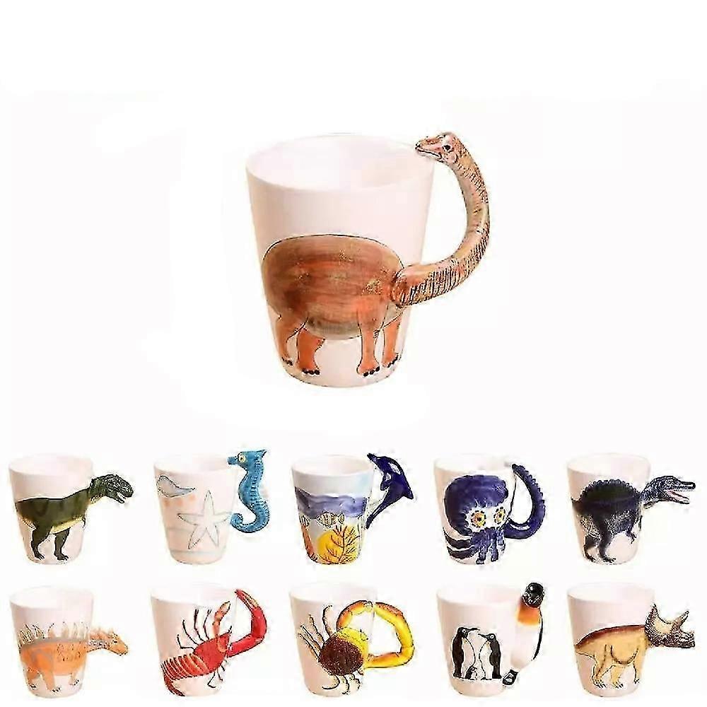 Creative 3D Hand-Painted Animals Mug, Adorable Ceramic Coffee Mug with Handle