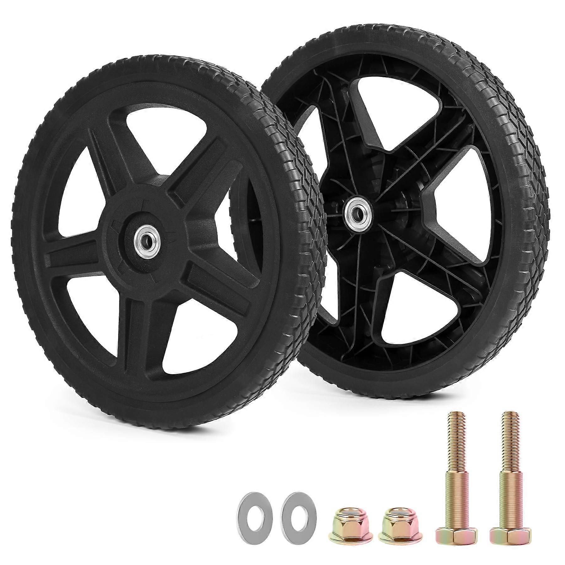 14 Inch Lawn Mower Replacement Wheel Kit, Universal Push Mower Wheels 2 Pack with Bearings