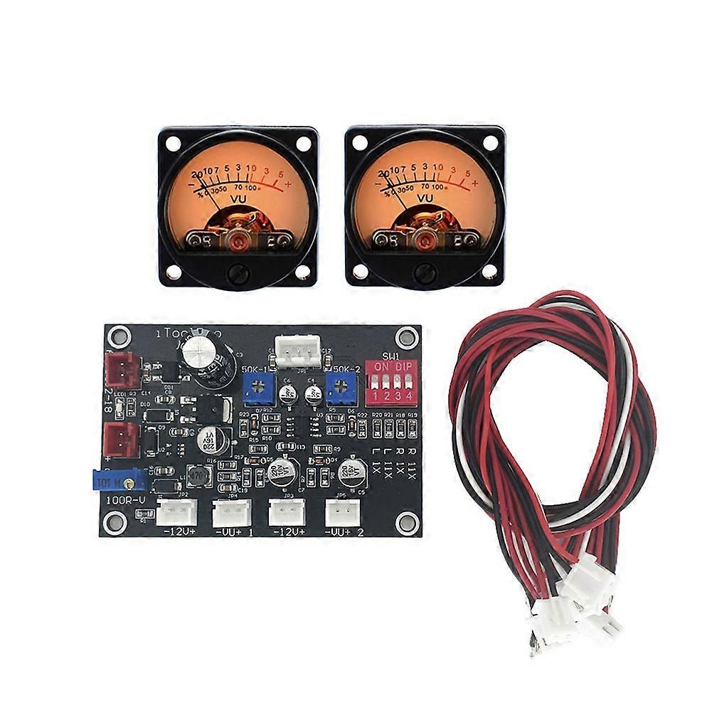 VU Meter Driver Board Backlight DB Amplifier Chassis Adjust VU Meter Driver Panel AC DC 12V-18V with 2pcs VU Meter